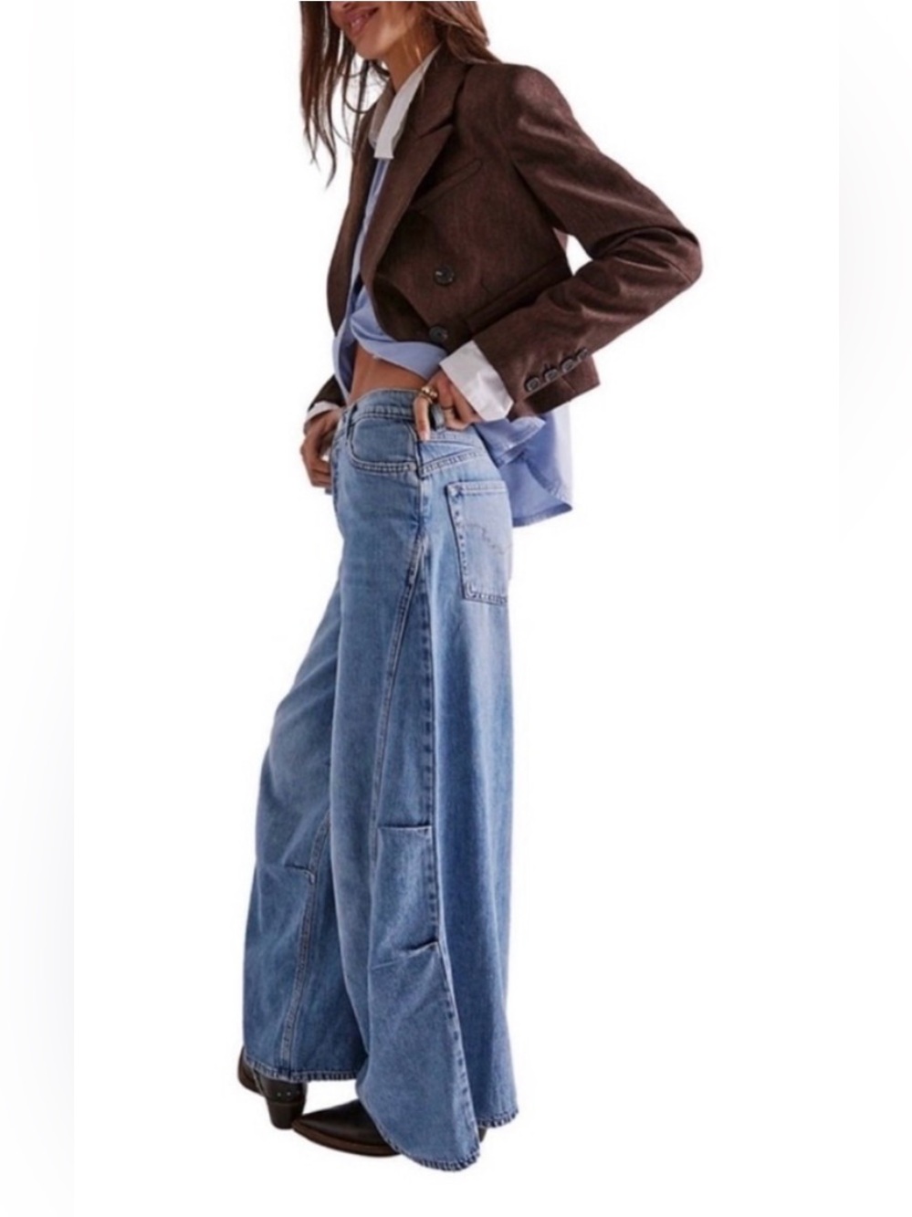 NWT We the Free Westward Demi Jeans Coastal Cowgirl Boho W24 Structured Barrel